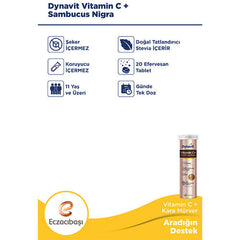 Eczacıbaşı Dynavit Vitamin C + Sambucus Nigra 20 Efervesan Tablet