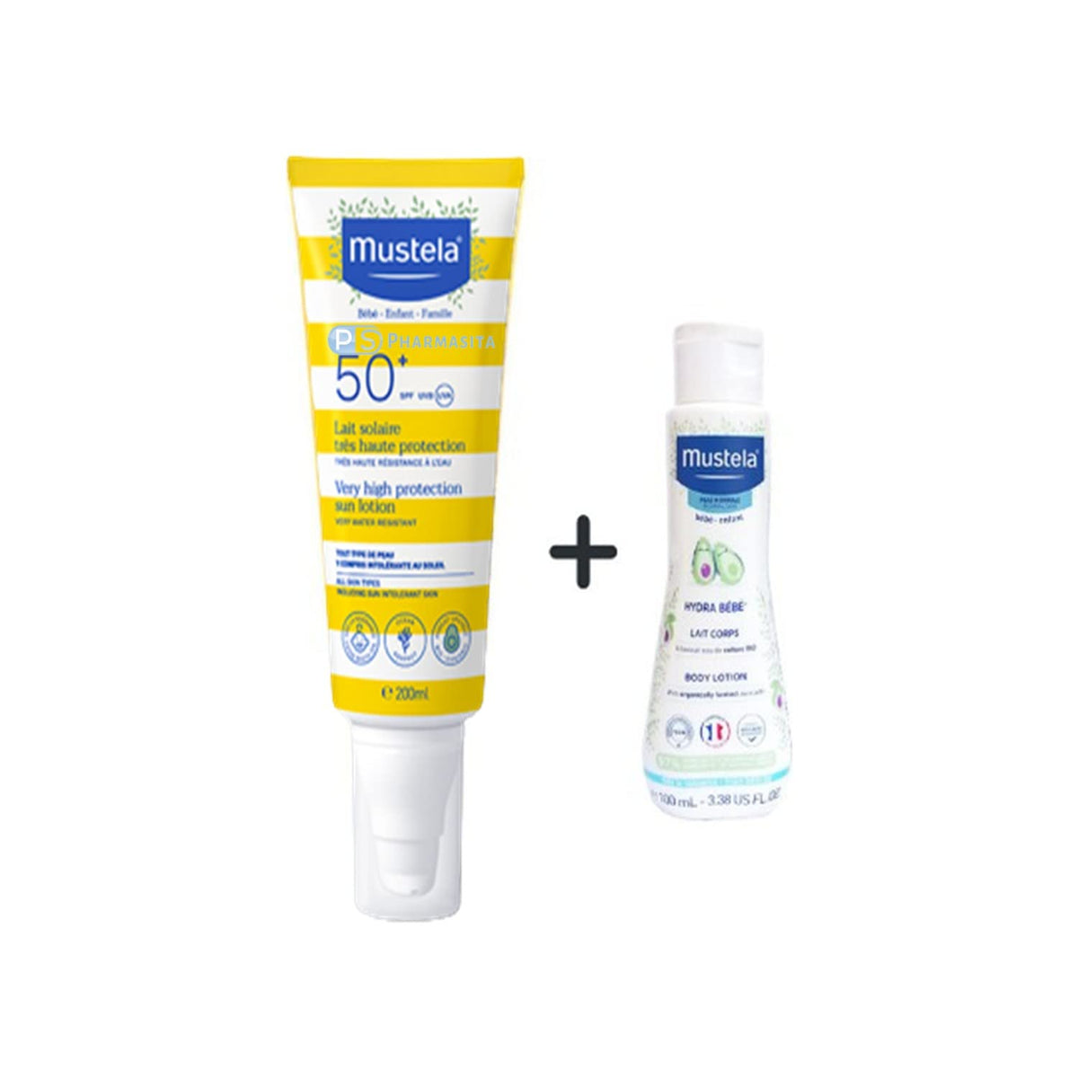 Mustela Güneş Losyonu SPF50 200 ml + Mustela Hydra Bebe 100 ml