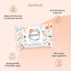 Femfresh Aloe Vera & Calendula Özlü Dış Genital Bölge 25'li Islak Mendili (1 x 25 Adet)