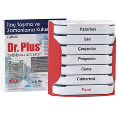 Dr. Plus İlaç Saklama Kutusu 7 x 24 Haftalık, 7 Gün Her Gün İçin 4 Bölme