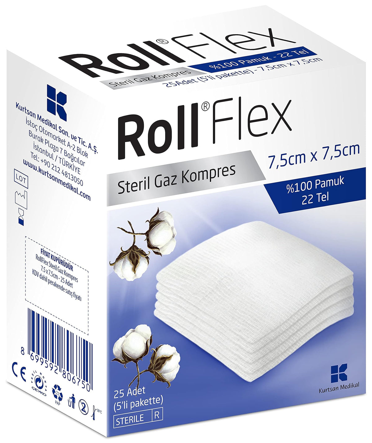 Roll 131405 Flex Gaz Kompres 7.5cm x 7.5cm 25 Li