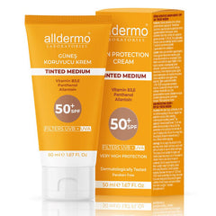 Alldermo Nemlendirici Renkli Güneş Kremi Spf50+ 50 ml | Tinted Medium