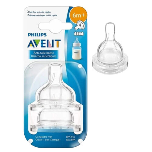 Avent Anti-kolik Biberon Emziği 6+ Ay 2'li 4 Numara