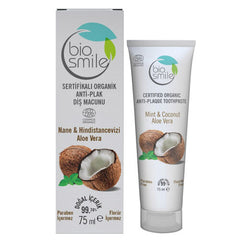 Biosmile Ecocert Organik Sertifikalı Anti-plak Diş Macunu Nane & Hindistan cevizi Özlü 75 ml