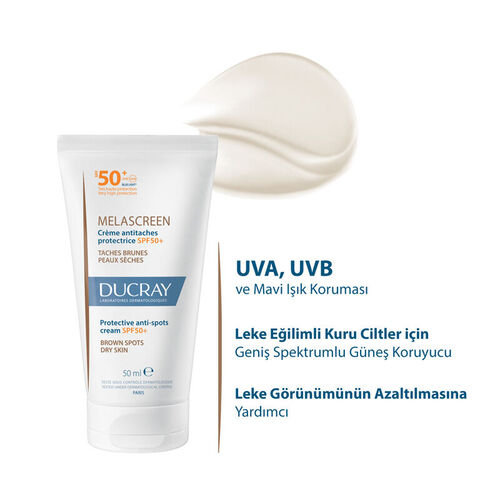 Ducray Melascreen Leke Eğilimli ve Kuru Ciltler İçin Güneş Koruyucu SPF 50+ 50 ml