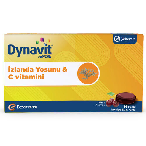 Eczacıbaşı Dynavit Herbal İzlanda Yosunu ve C Vitamini İçerikli 16 Adet Pastil