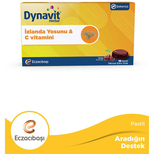 Eczacıbaşı Dynavit Herbal İzlanda Yosunu ve C Vitamini İçerikli 16 Adet Pastil