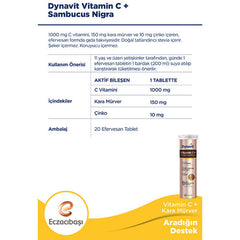 Eczacıbaşı Dynavit Vitamin C + Sambucus Nigra 20 Efervesan Tablet