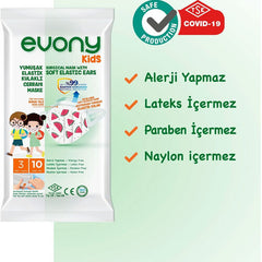 Evony Kids 3 Katlı Çocuk Maskesi 10 Adet