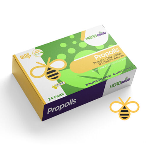 HERBasist Propolis Çinko İçerikli Takviye Edici Gıda Pastil 24 Adet Pastil