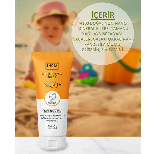 INCIA Bebek İçin %100 Doğal Güneş Kremi Spf50 100 ml