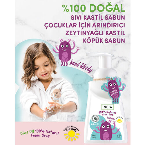 INCIA Çocuklar İçin Zeytinyağlı Doğal Köpük Sabun 200 ml