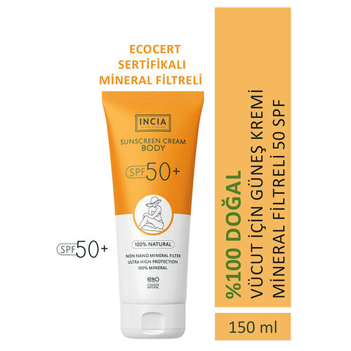 INCIA Vücut İçin Doğal Güneş Kremi 50 SPF 150 ml