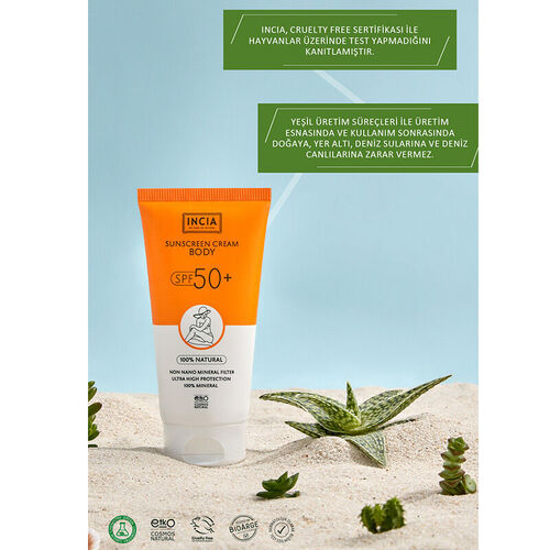 INCIA Vücut İçin Doğal Güneş Kremi 50 SPF 150 ml