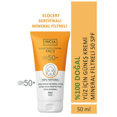 INCIA Yüz İçin %100 Doğal Güneş Kremi 50 SPF 50 ml