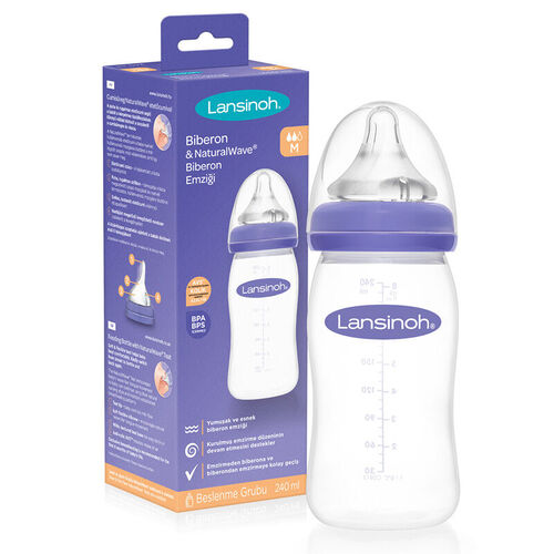 Lansinoh Biberon ve NaturalWave Biberon Emziği 240 ml