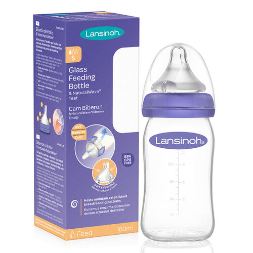 Lansinoh Cam Biberon ve NaturalWave Biberon Emziği 160 ml