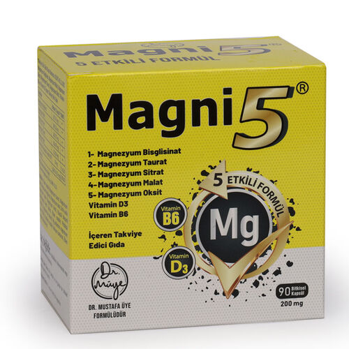 Magni5 Magnezyum Vitamin D3 B6 İçeren Takviye Edici Gıda 90 Kapsül