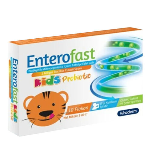 Miraderm Enterofast Kids Probiotic Takviye Edici Gıda 10 Flakon