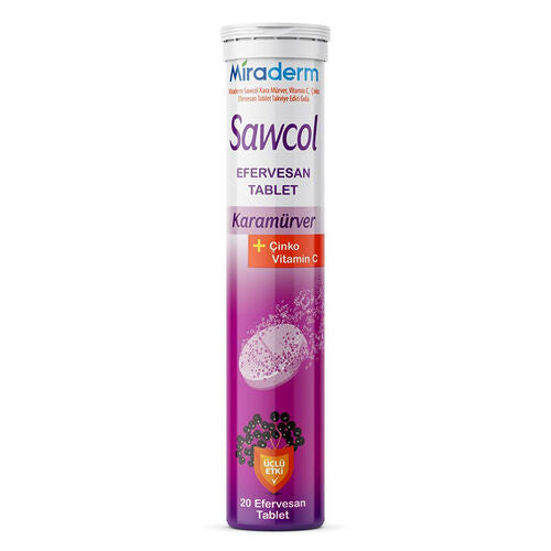 Miraderm Sawcol Karamürver + Çinko Vitamin C 20 Efervesan Tablet