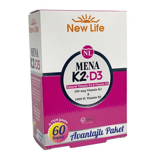 New Life Mena K2+D3 Takviye Edici Gıda 60 Kapsül