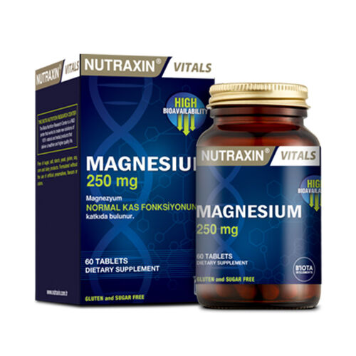 Nutraxin Magnesium Citrate 250 mg Takviye Edici Gıda 60 Tablet