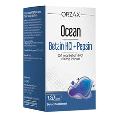 Orzax Ocean Betain HCI+ Pepsin Takviye Edici Gıda 120 Tablet