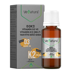 VeNatura D3K2 Vitamin D3 Ve Menaquinon 7 Takviye Edici Gıda 20 ml