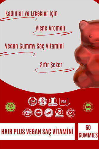 Vita Bear Hair Plus Vegan Saç Vitamini 60 Gummies