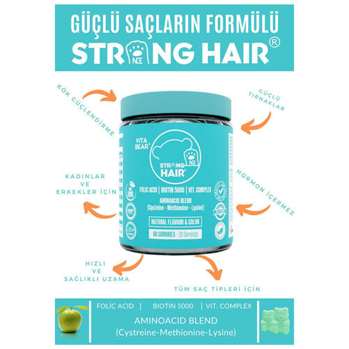 Vita Bear Strong Hair Gummy Vitamin 60 Adet