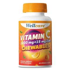 Wellcare Vitamin C 1000 mg + 15 mg Zinc Chewable 60 Tablet