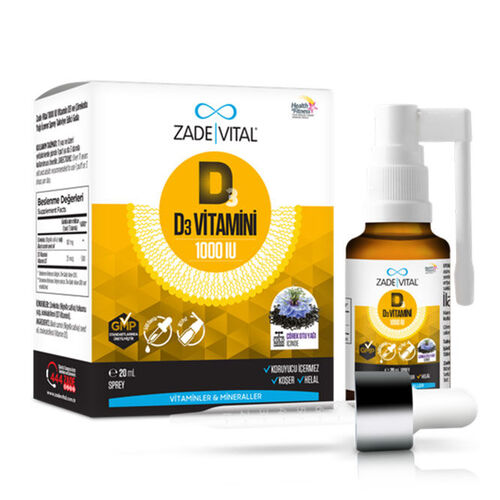 Zade Vital 1000IU D3 Vitamini ve Çörek Otu Yaği İçeren Sprey 20 ml